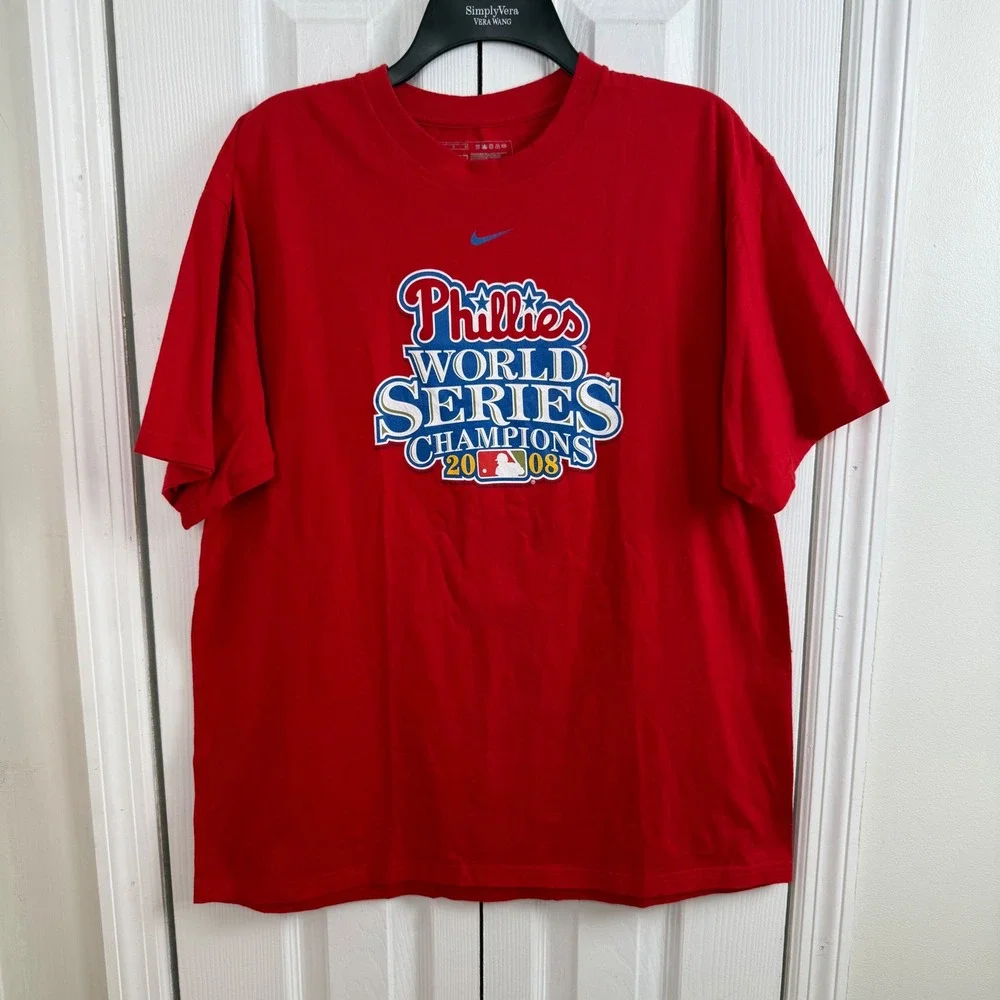 Nike Philadelphia Phillies 2008 World Series Champions T-Shirt Red Large MLB - Picture 1 of 5